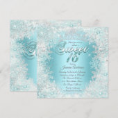  Sweet 16 Blauwgroen blauw Silver Winter Wonderlan Kaart (Voorkant / Achterkant)