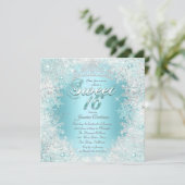  Sweet 16 Blauwgroen blauw Silver Winter Wonderlan Kaart (Staand voorkant)