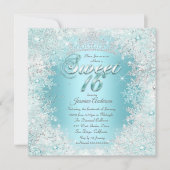  Sweet 16 Blauwgroen blauw Silver Winter Wonderlan Kaart (Voorkant)