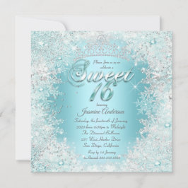  Sweet 16 Blauwgroen blauw Silver Winter Wonderlan Kaart