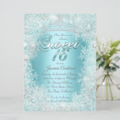Sweet 16 Blauwgroen blauw Silver Winter Wonderland Kaart (Staand voorkant)