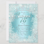 Sweet 16 Blauwgroen blauw Silver Winter Wonderland Kaart (Voorkant)