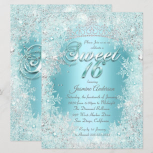 Sweet 16 Blauwgroen blauw Silver Winter Wonderland Kaart