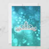 Sweet 16 Blauwgroen Blue Black Tiara Invitation Kaart (Achterkant)