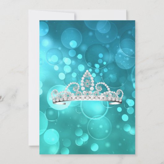 Sweet 16 Blauwgroen Blue Black Tiara Invitation Kaart (Achterkant)