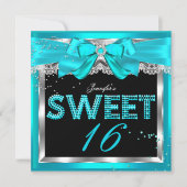 Sweet 16 Blauwgroen Blue Glitter Glam Birthday Par Kaart (Voorkant)