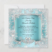 Sweet 16 Blauwgroen Blue Silver Tiara Winter Wonde Kaart (Achterkant)