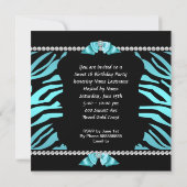 Sweet 16 Blauwgroen Blue Zebra Black White Birthda Kaart (Achterkant)
