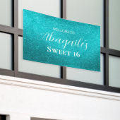 Sweet 16 | Blauwgroen Glitter Banner (Buitenkant Gebouw)