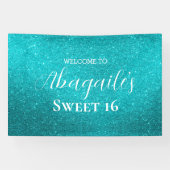 Sweet 16 | Blauwgroen Glitter Banner (Horizontaal)