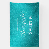 Sweet 16 | Blauwgroen Glitter Banner (Verticaal)