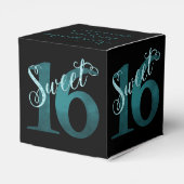Sweet 16 | Blauwgroen groene grunge en faux glitte Bedankdoosjes (Achterkant)