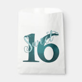Sweet 16 | Blauwgroen groene grunge en faux glitte Bedankzakje (Voorkant)