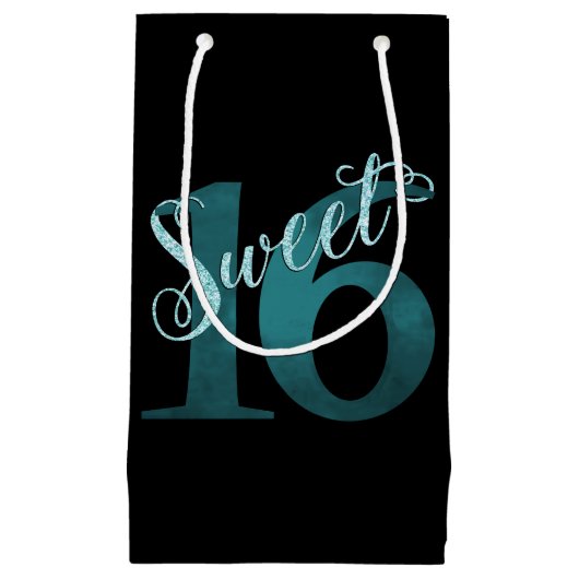 Sweet 16 | Blauwgroen groene grunge en faux glitte Klein Cadeauzakje (Voorkant)