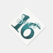 Sweet 16 | Blauwgroen groene grunge en faux glitte Servet (Hoek)