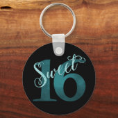 Sweet 16 | Blauwgroen groene grunge en faux glitte Sleutelhanger (Voorkant)