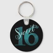 Sweet 16 | Blauwgroen groene grunge en faux glitte Sleutelhanger (Achterkant)