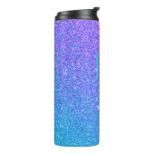 Sweet 16 Blauwgroen Paars Glitter Ombre Personaliz Thermosbeker (Gedraaid links)