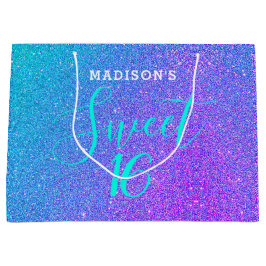 Sweet 16 Blauwgroen Paars Glitter Speciaal Groot Cadeauzakje