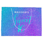 Sweet 16 Blauwgroen Paars Glitter Speciaal Groot Cadeauzakje (Achterkant)
