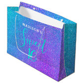Sweet 16 Blauwgroen Paars Glitter Speciaal Groot Cadeauzakje (Voorkant Gekanteld)