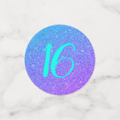 Sweet 16 Blauwgroen Paarse Glitter Verjaardagsfees Confetti (Kleine voorkant)