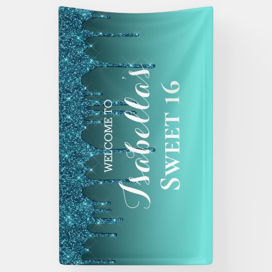 Sweet 16 | Blauwgroen stollingsbanner Spandoek (Verticaal)