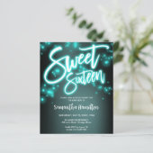 Sweet 16 Blauwgroen uitnodiging voor het uitnodige (Staand voorkant)
