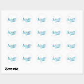Sweet 16 Blauwgroen & Wit Verjaardagsfeestje Favor Ronde Sticker (Vel)