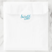 Sweet 16 Blauwgroen & Wit Verjaardagsfeestje Favor Ronde Sticker (Tas)