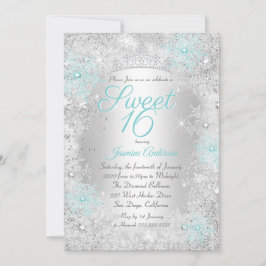 Sweet 16 Blauwgroen zilerwinter Wonderland Kaart