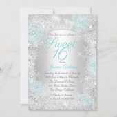 Sweet 16 Blauwgroen zilerwinter Wonderland Kaart (Voorkant)