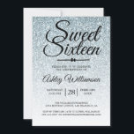 Sweet 16 Bleek Blue Glitter Ombre 16th Birthday Kaart<br><div class="desc">Een glamoureus, chic bleek blauw faux glitter ombre design Sweet 16 verjaardagsuitnodiging. De blauwe glitter vervaagt op een witte achtergrond. De tekst "Sweet Sixteen"in zwart wordt geplaatst in moderne handgeschreven manuscriptkalligrafie. Perfect 16e verjaardagsfeest uitnodiging voor een glamoureuze zestiende, perfect voor haar, de fashionista die van modern patroon houdt, glans, luxe...</div>