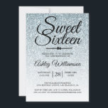Sweet 16 Bleek Blue Glitter Ombre 16th Birthday Kaart<br><div class="desc">Een glamoureus, chic bleek blauw faux glitter ombre design Sweet 16 verjaardagsuitnodiging. De blauwe glitter vervaagt op een witte achtergrond. De tekst "Sweet Sixteen"in zwart wordt geplaatst in moderne handgeschreven manuscriptkalligrafie. Perfect 16e verjaardagsfeest uitnodiging voor een glamoureuze zestiende, perfect voor haar, de fashionista die van modern patroon houdt, glans, luxe...</div>