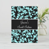 Sweet 16 Bleke Blauwgroen bubbels zwart-wit Kaart (Staand voorkant)