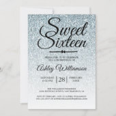 Sweet 16 Bleke Blue Glitter Ombre 16e verjaardag Kaart (Voorkant)