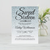 Sweet 16 Bleke Blue Glitter Ombre 16e verjaardag Kaart (Staand voorkant)