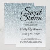 Sweet 16 Bleke Blue Glitter Ombre 16e verjaardag Kaart (Voorkant / Achterkant)