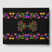 Sweet 16 Bloemen Roze en Zwart Mexicaanse bloemen Gastenboek (Achterkant)