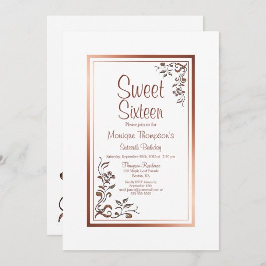 Sweet 16 Bloemen Verjaardagsfeest Kaart (Voorkant / Achterkant)