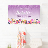 Sweet 16 | Bloemenslingerende Glitter Spandoek (Insitu)