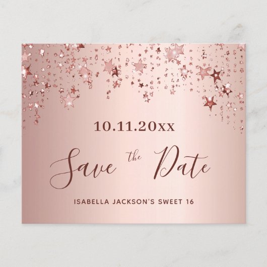 Sweet 16 blozende roze gouden budget Save the Date Flyer (Voorkant)