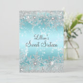 Sweet 16 Blue Diamond Snowflake Winter Wonderland Kaart (Staand voorkant)