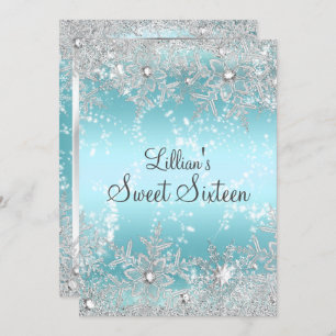 Sweet 16 Blue Diamond Snowflake Winter Wonderland Kaart