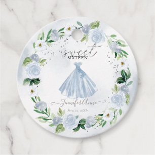 Sweet 16 Blue Floral Dress Bedankjes Labels