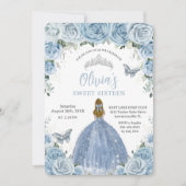 Sweet 16 Blue Floral Silver Butterflies Blonde Kaart (Voorkant)