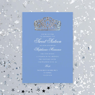 Sweet 16 Blue Princess Crown Milestone Birthday Kaart