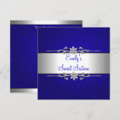 Sweet 16 Blue Silver Floral Love Birthday Party Kaart (Voorkant / Achterkant)