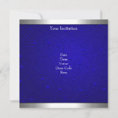 Sweet 16 Blue Silver Floral Love Birthday Party Kaart (Achterkant)