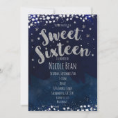 Sweet 16 Blue & Silver Sterrennacht Verjaardagsfee Kaart (Voorkant)